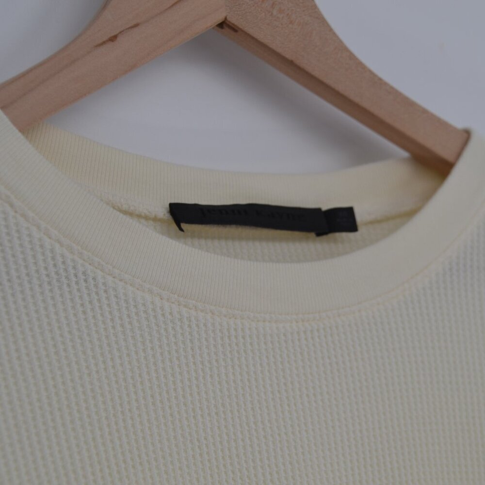 Jenni Kayne Waffle Knit Cotton Long Sleeve Thermal Top in Ivory Women's XS - Picture 5 of 6
